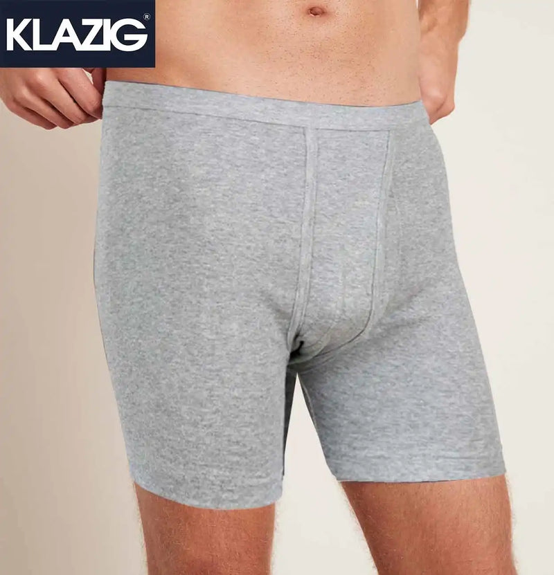 Klazig Underwear Boxer Shorts With Fly Opening Single Pack Grey