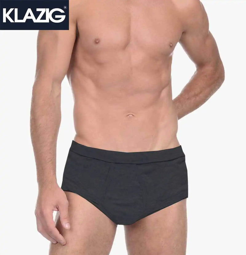 Klazig Underwear Briefs With Fly Single Pack Black