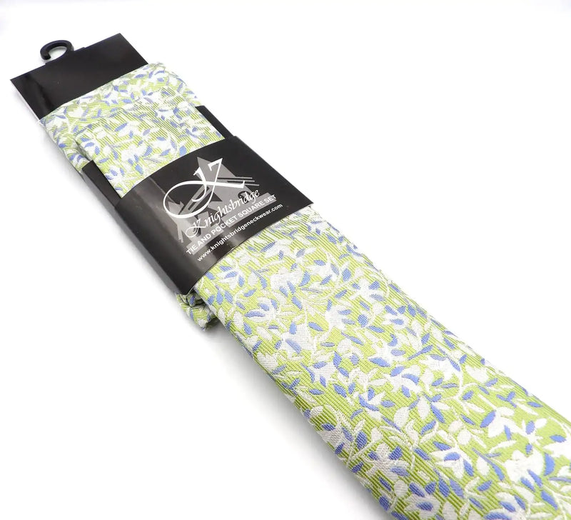 Knightbridge Tie & Pocket Square Set Sage Green Floral Northern