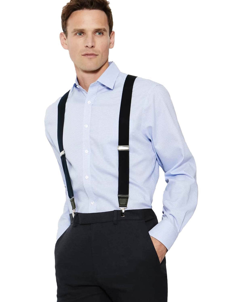 Knightsbridge Mens Trousers Braces Black/Silver Ballynahinch Northern