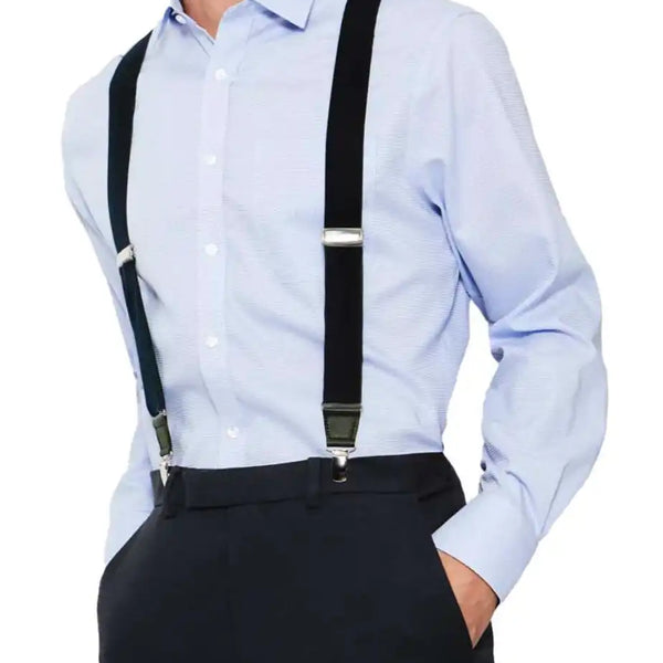 Striped Trouser Braces in Navy Blue and Bronze - Gents Shop