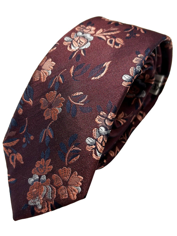 Knightsbridge Neckwear Floral Burgundy/Orange/Navy Ballynahinch