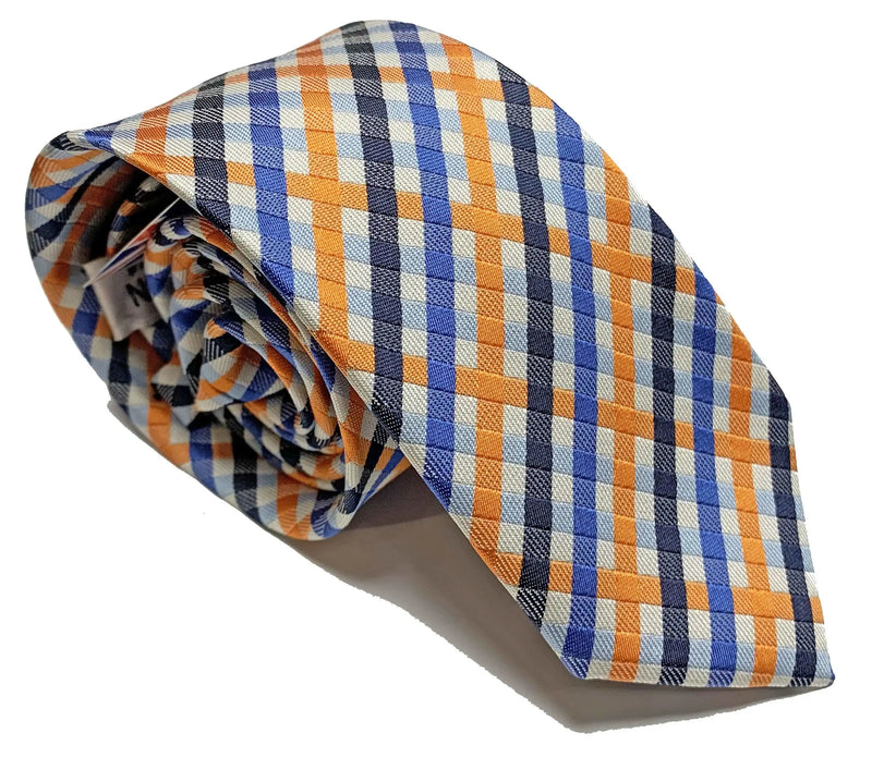 Knightsbridge Neckwear Orange/Blue Check Tie