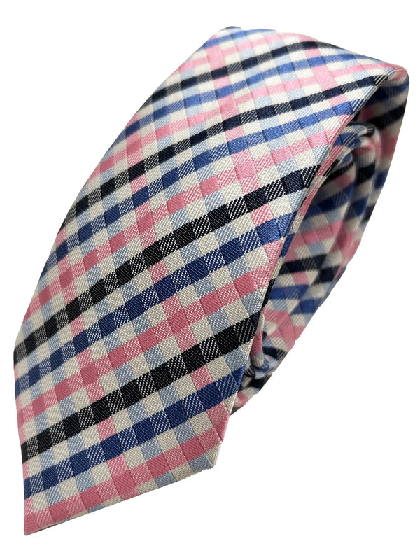 Knightsbridge Neckwear Pink/Blue Check Tie Ballynahinch Northern