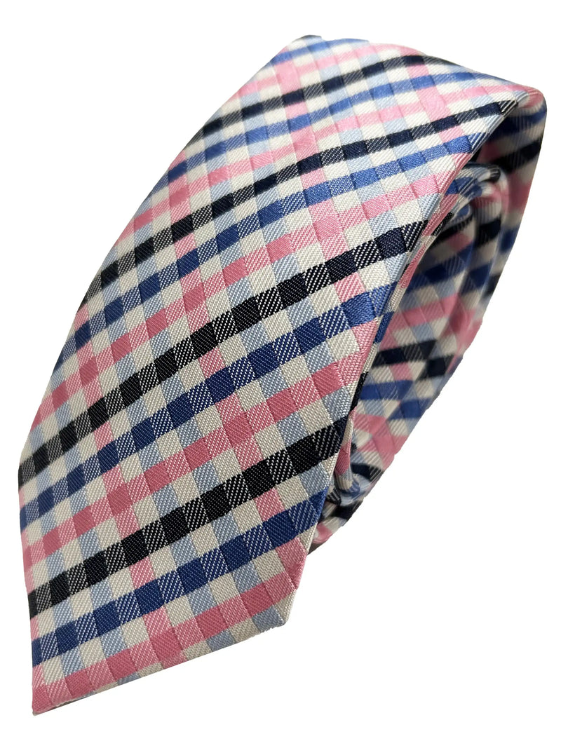 Knightsbridge Neckwear Pink/Blue Check Tie Ballynahinch Northern