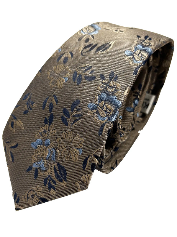 Knightsbridge Neckwear Tie KH01138-6 Floral Gold/Blue Ballynahinch