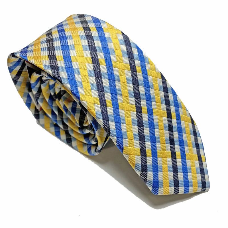 Knightsbridge Neckwear Yellow/Blue Check Tie