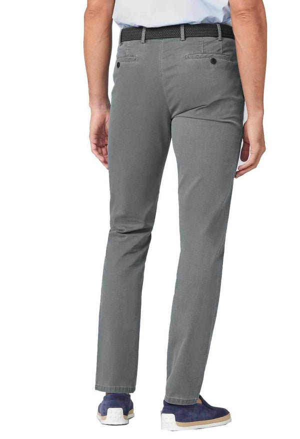 LCDN Bruno Stretch Mens Chino Trousers With Belt Light Grey