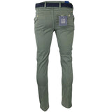 LCDN Bruno Stretch Mens Chino Trousers With Belt Olive Green