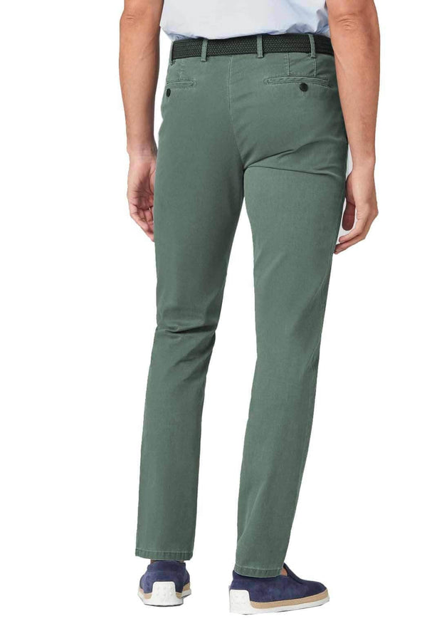 LCDN Bruno Stretch Mens Chino Trousers With Belt Olive Green