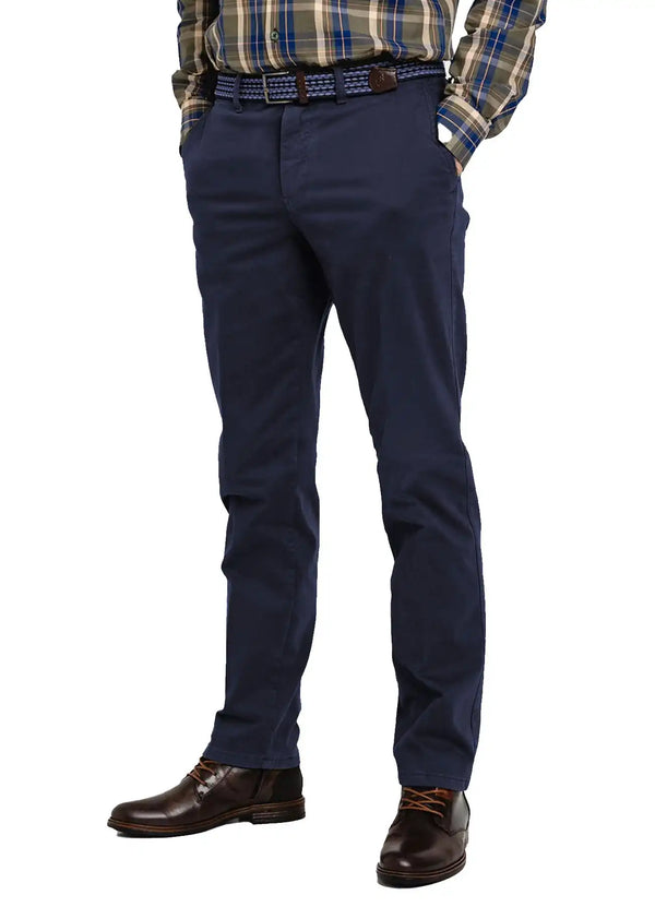 LCDN By Nalo Men’s Stretch Fit Chino Trousers With Belt Yansi Navy