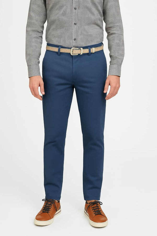 LCDN By Nalo Yansi Stretch Mens Chino Trousers Mid Blue Northern