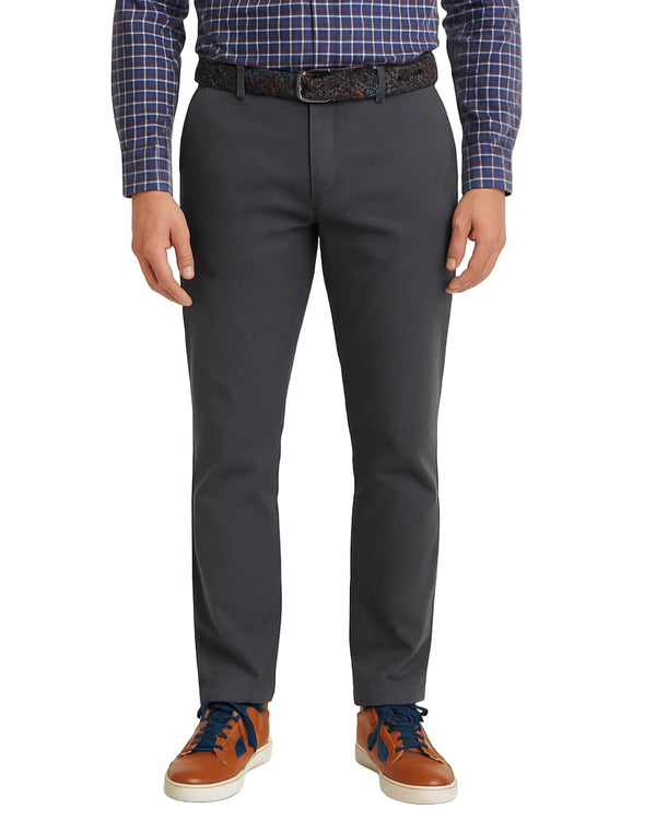 LCDN Men’s Stretch Fit Chino Trousers With Belt Yansi Charcoal Grey