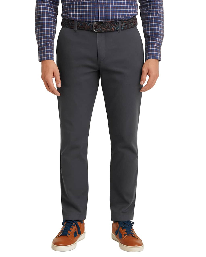 LCDN Men’s Stretch Fit Chino Trousers With Belt Yansi Charcoal Grey