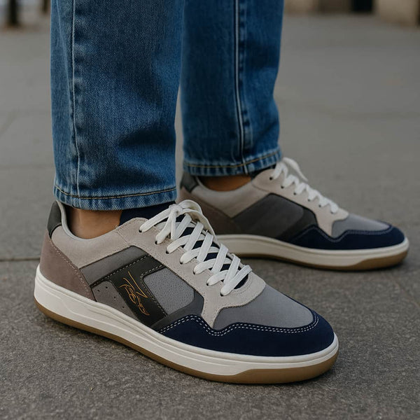 Lloyd & Pryce Mens Frawley Leather Trainers Slate Split Northern