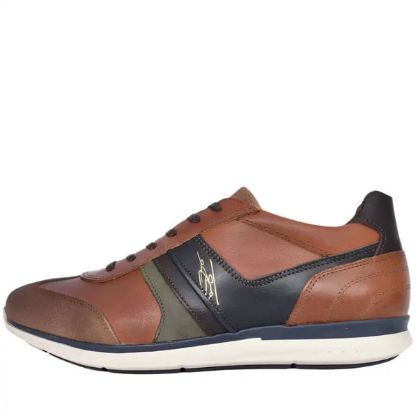 Lloyd & Pryce Mens Gallo Leather Trainers Umber Split Tan Northern
