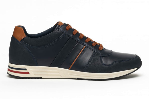 Lloyd & Pryce Mens Skelton Leather Trainers Storm Navy Northern