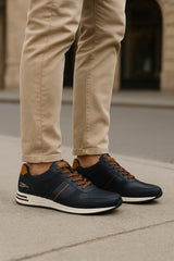 Lloyd & Pryce Mens Skelton Leather Trainers Storm Navy Northern