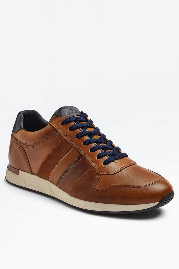 Lloyd & Pryce Mens Skelton Leather Trainers Umber Tan Northern