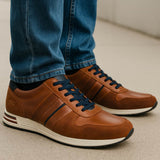 Lloyd & Pryce Mens Skelton Leather Trainers Umber Tan Northern