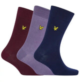 Lyle & Scott Angus 3 Pack Socks Navy,Burgundy,Purple 7-11UK Northern