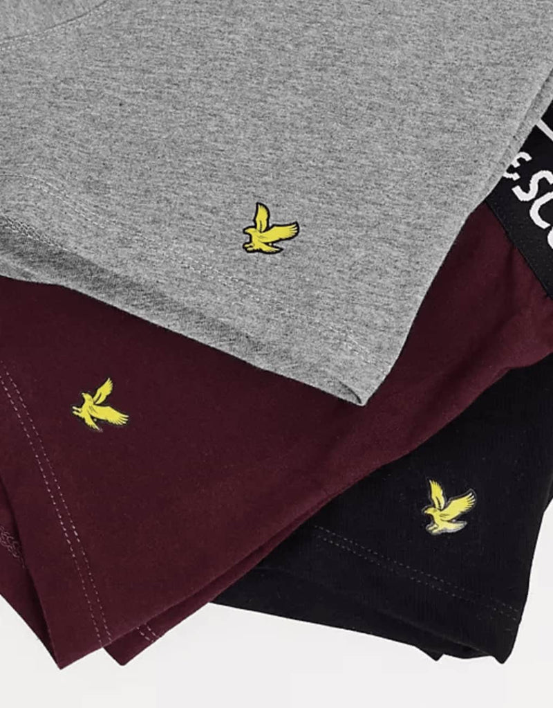 Lyle & Scott Barclay 3-Pack Cotton Men's Boxer Briefs Black,Grey,Wine