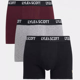 Lyle & Scott Barclay 3-Pack Cotton Men's Boxer Briefs Black,Grey,Wine