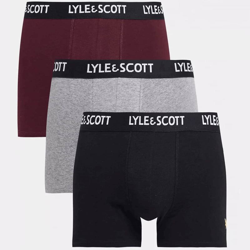 Lyle & Scott Barclay 3-Pack Cotton Men's Boxer Briefs Black,Grey,Wine