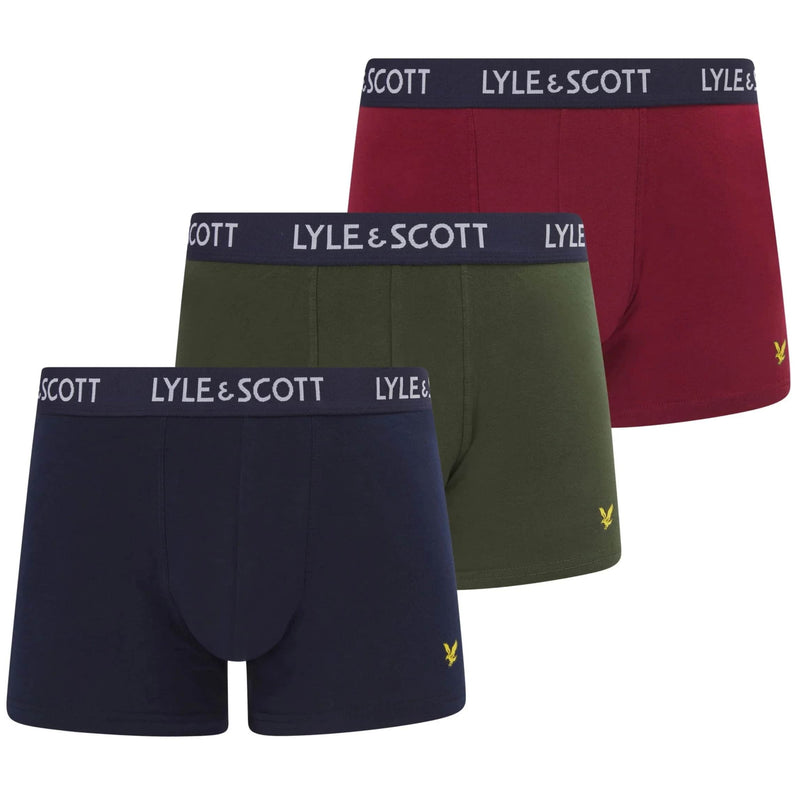 Lyle & Scott Barclay Boxer Briefs 3 Pack Ruby/Peacoat/Ivy Northern