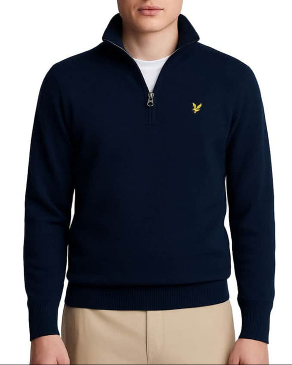 Lyle & Scott Cotton Merino 1/4 Zip Jumper Dark Navy Northern Ireland
