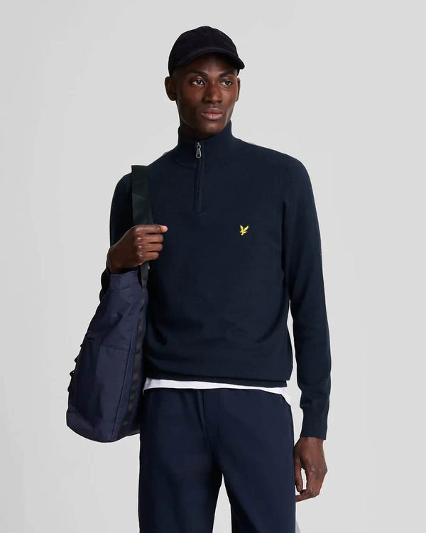 Lyle & Scott Cotton Merino 1/4 Zip Jumper Dark Navy Northern Ireland