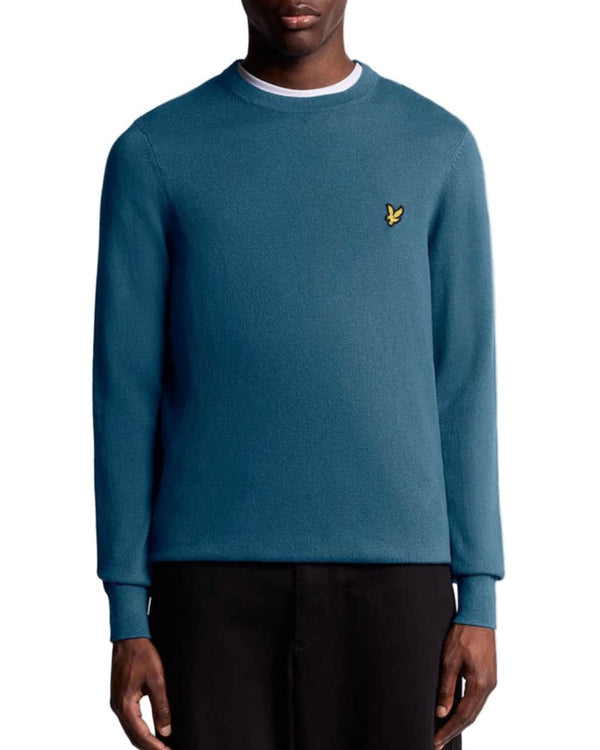 Lyle & Scott Cotton Merino Crew Neck Jumper Deep Water Northern