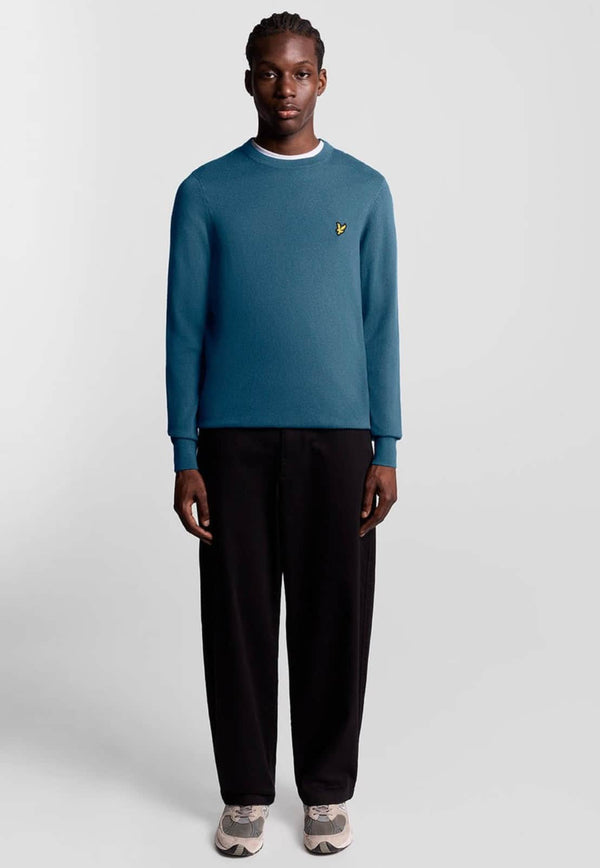 Lyle & Scott Cotton Merino Crew Neck Jumper Deep Water Northern