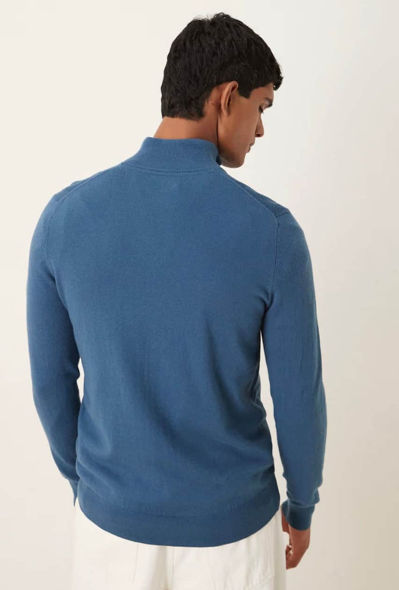 Lyle & Scott Cotton Merino Quarter Zip Jumper Deep Water Northern