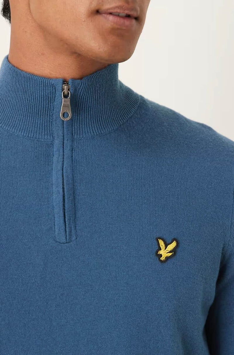 Lyle & Scott Cotton Merino Quarter Zip Jumper Deep Water Northern