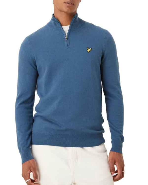 Lyle & Scott Cotton Merino Quarter Zip Jumper Deep Water Northern