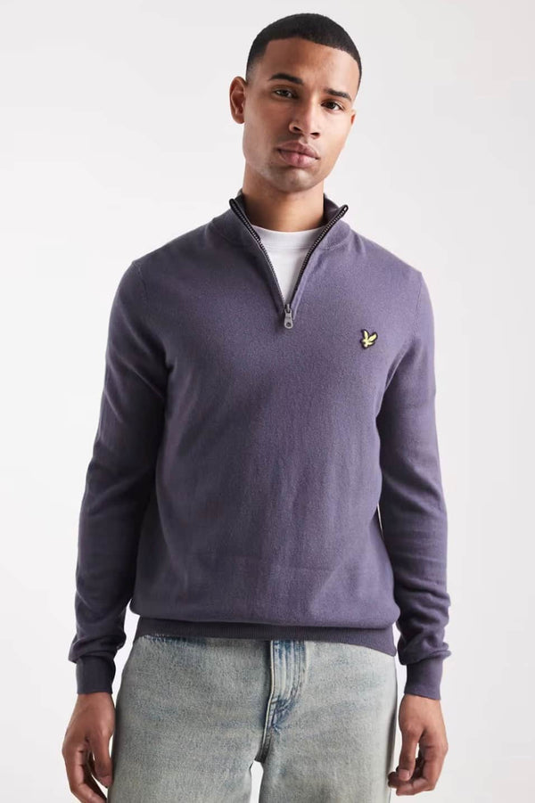 Lyle & Scott Cotton Merino Quarter Zip Jumper Graystone Northern