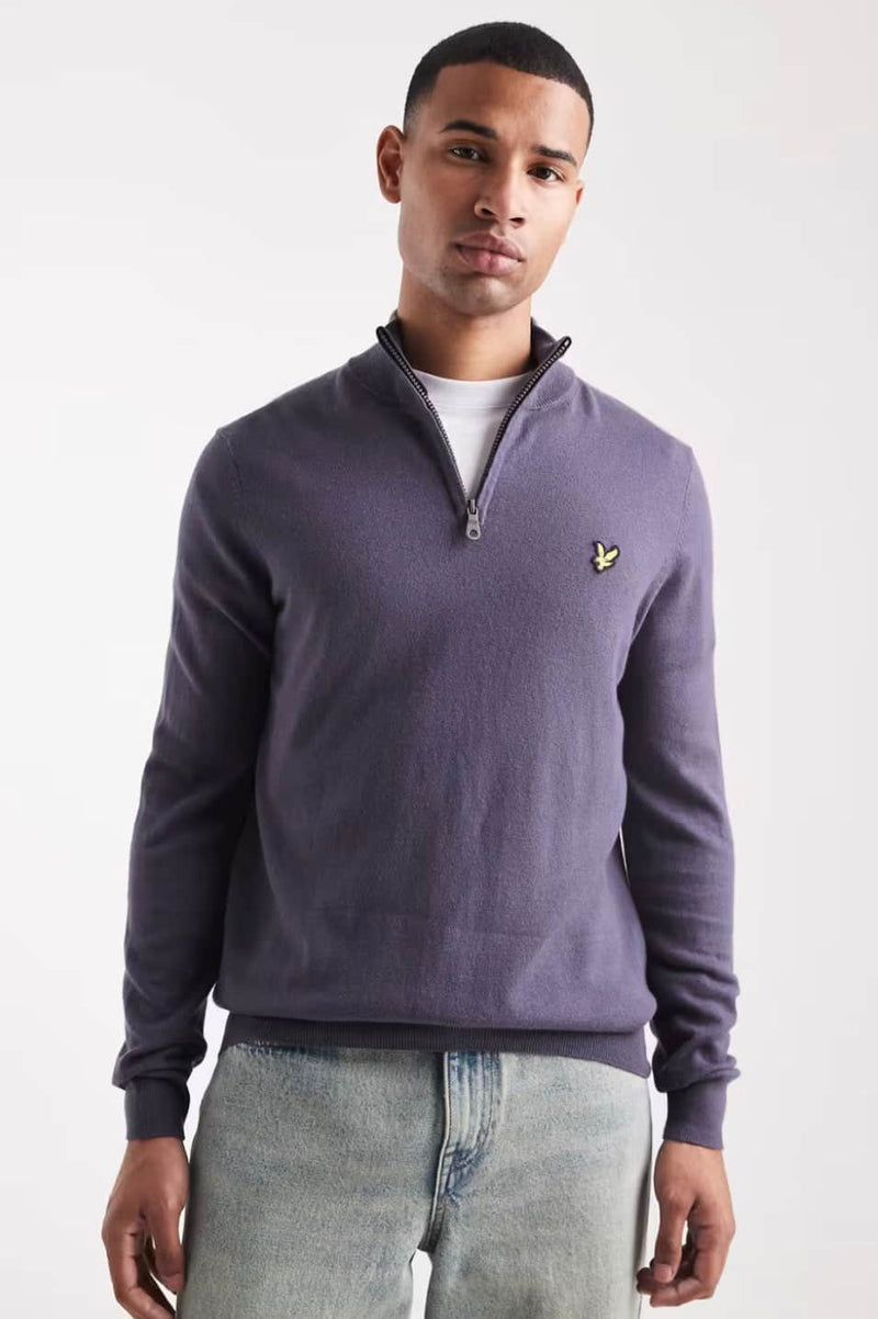 Lyle & Scott Cotton Merino Quarter Zip Jumper Graystone Northern
