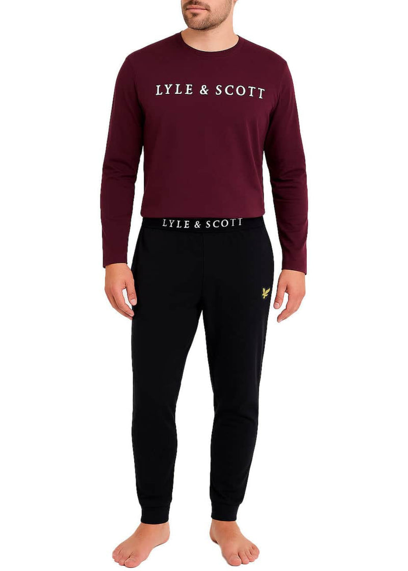 Lyle & Scott Guy Loungewear Pyjamas Wine/Black Northern Ireland