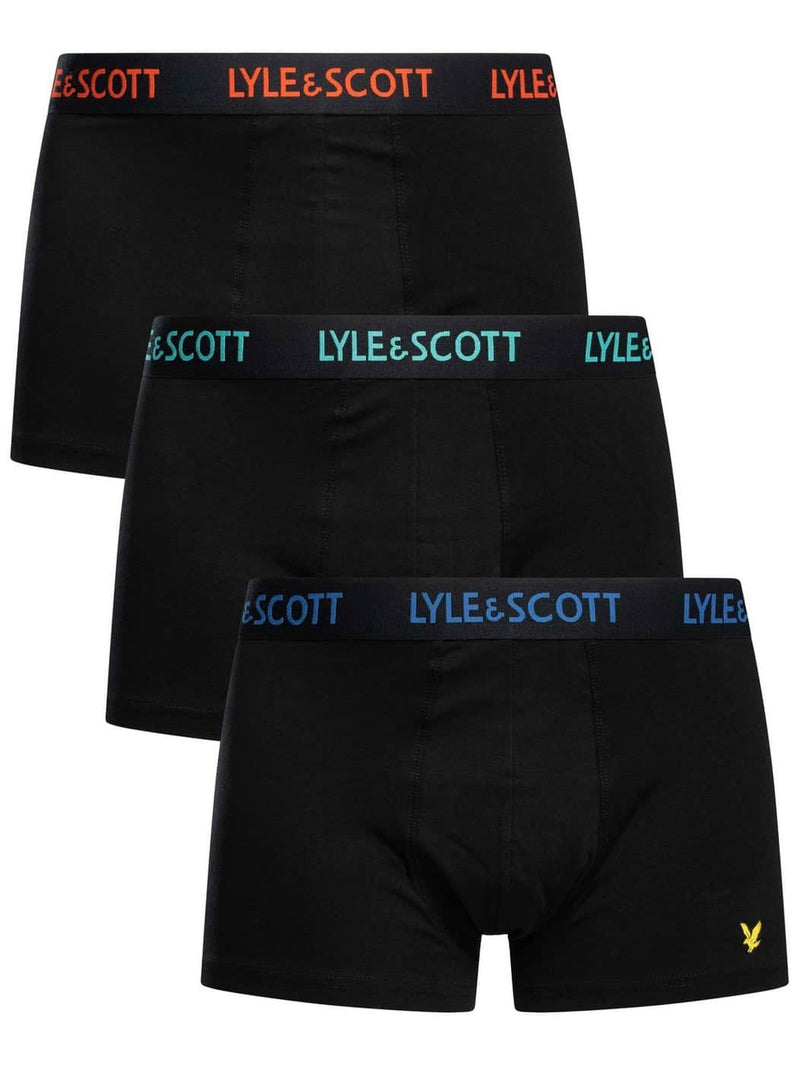 Lyle & Scott Mens Barclay Boxer Trunks Black Multi Waistbands