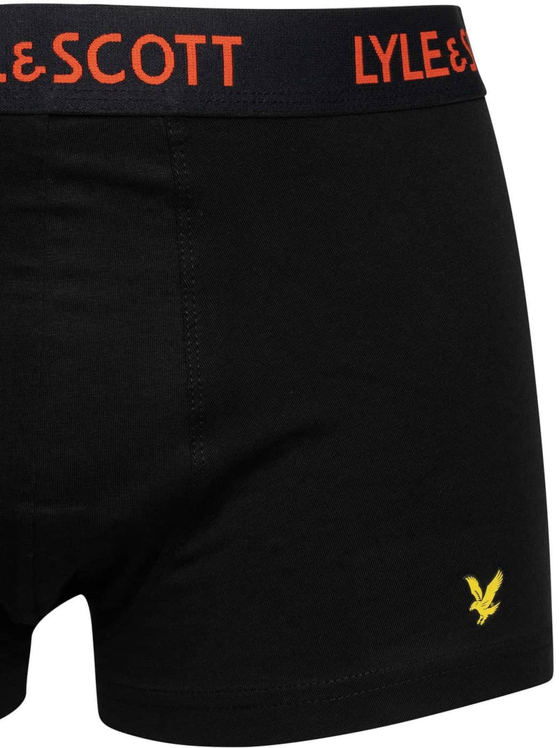Lyle & Scott Mens Barclay Boxer Trunks Black Multi Waistbands