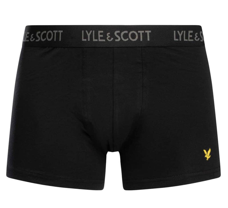 Lyle & Scott Mens Barclay Boxer Trunks Dark Grey Marl / Grey / Black