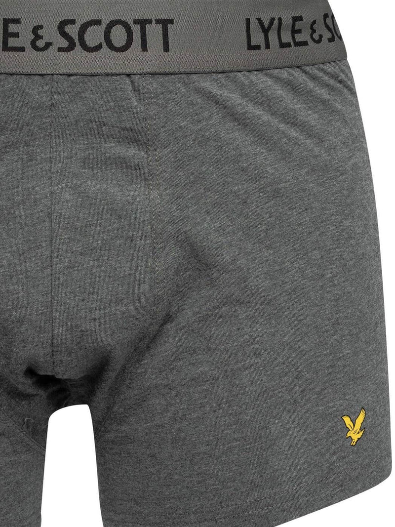 Lyle & Scott Mens Barclay Boxer Trunks Dark Grey Marl / Grey / Black