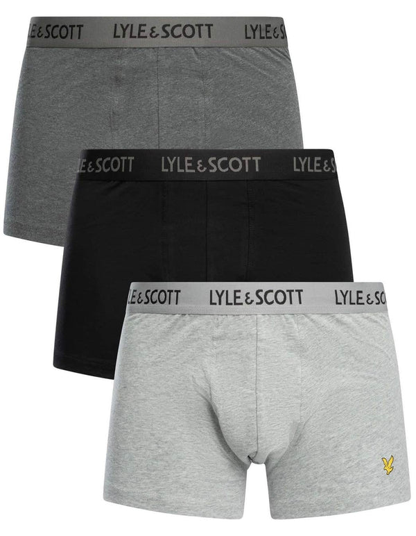 Lyle & Scott Mens Barclay Boxer Trunks Dark Grey Marl / Grey / Black