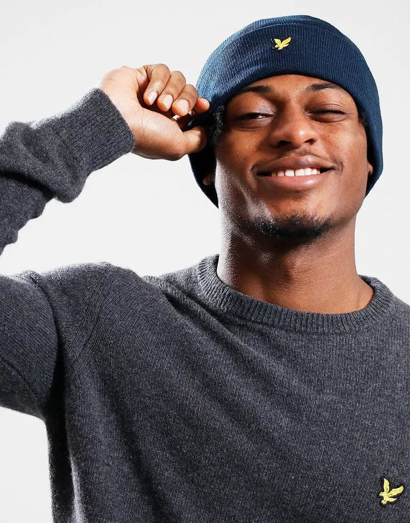 Mens navy blue bobble hat shop