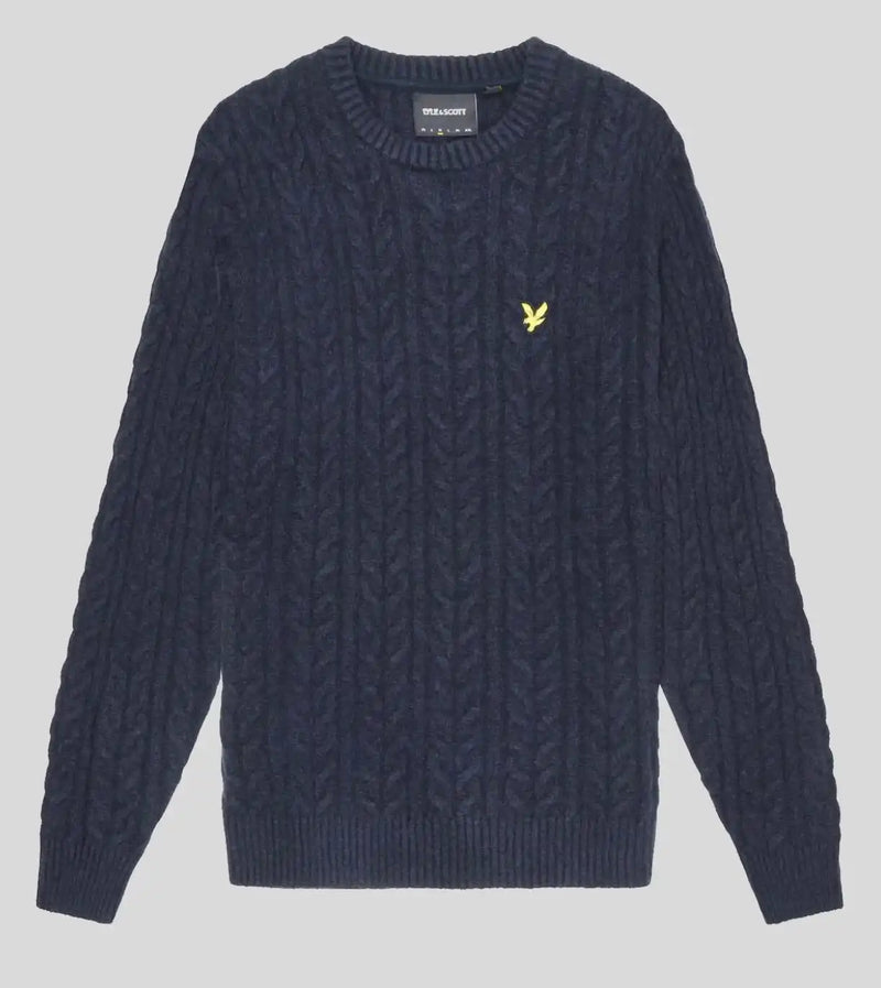 Lyle & Scott Mens Cable Crew Neck Jumper Dark Navy Northern Ireland