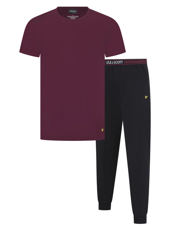 Lyle & Scott Mens Cash Pyjamas Set Wine Tasting/Black Northern