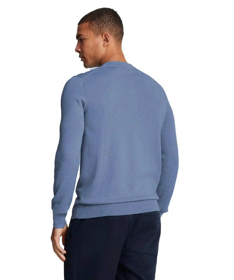 Lyle & Scott Mens Cotton Crew Neck Jumper Mist Blue Northern Ireland