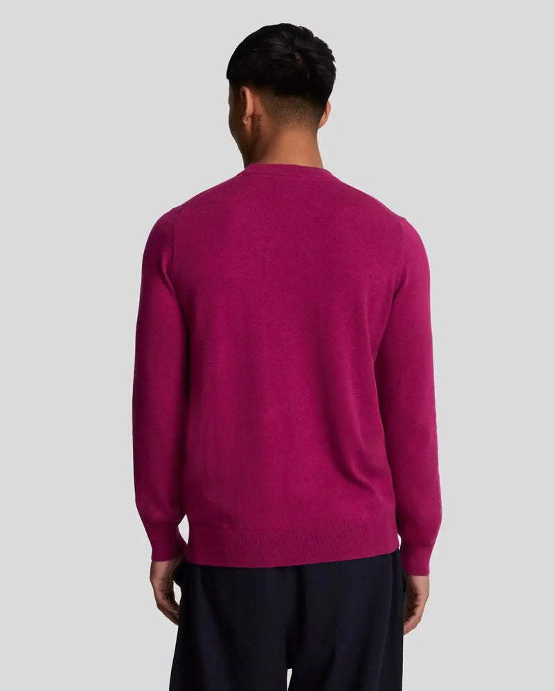 Lyle & Scott Mens Cotton Merino Crew Neck Jumper Rich Burgundy