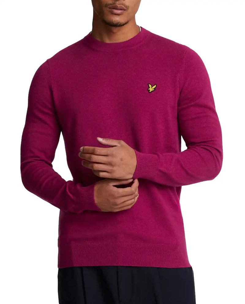 Lyle & Scott Mens Cotton Merino Crew Neck Jumper Rich Burgundy